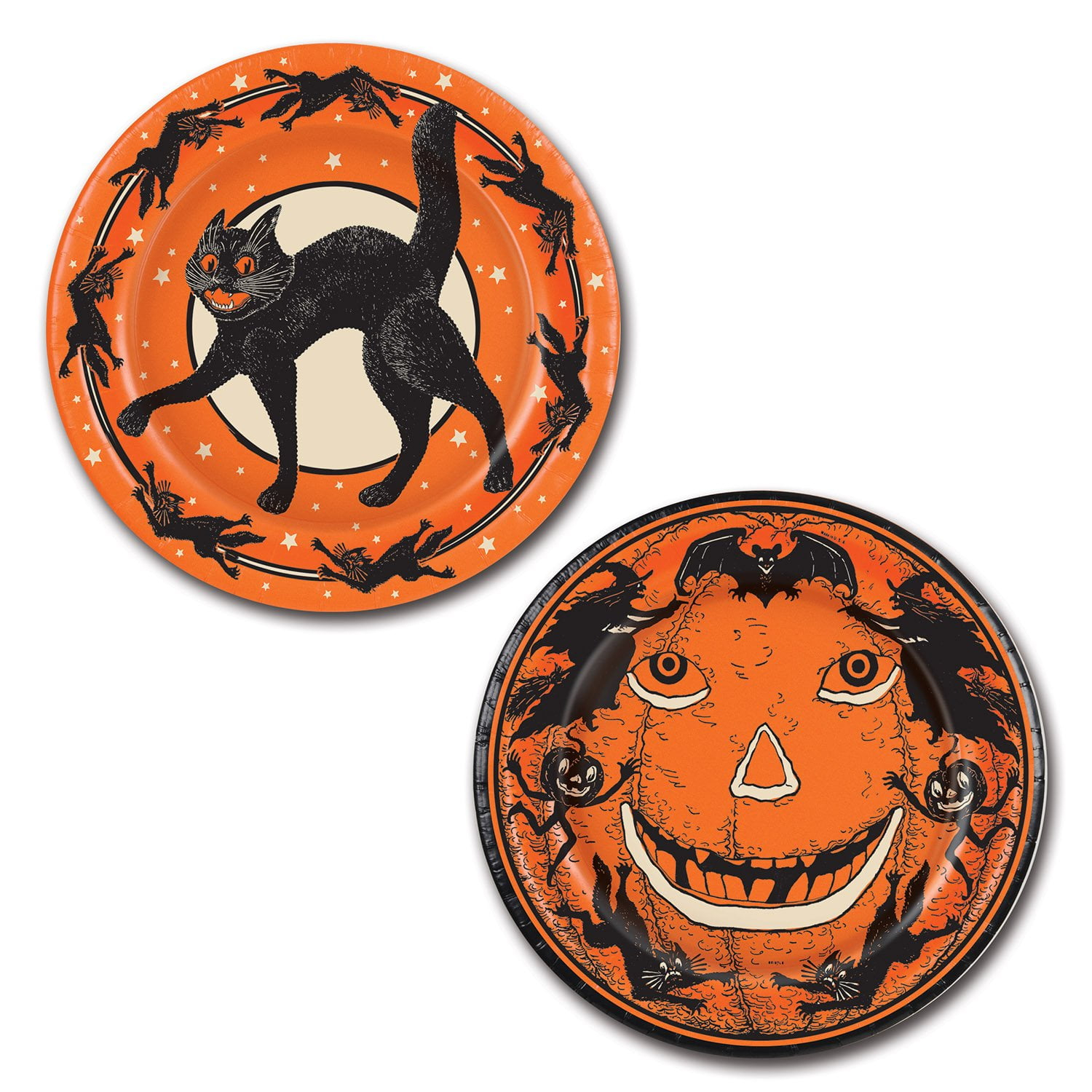 Beistle 9" Vintage Halloween Plate; Orange/Black 16/Pack 08002