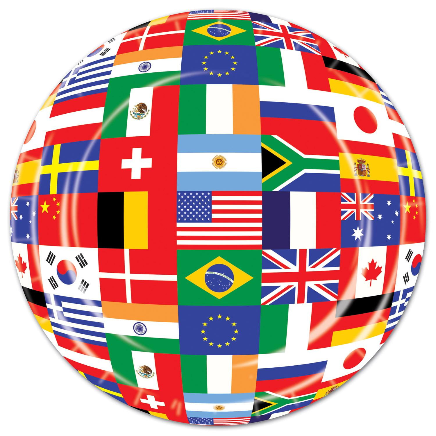 96 Pack Beistle International Flag Party Paper Plates 9 inch