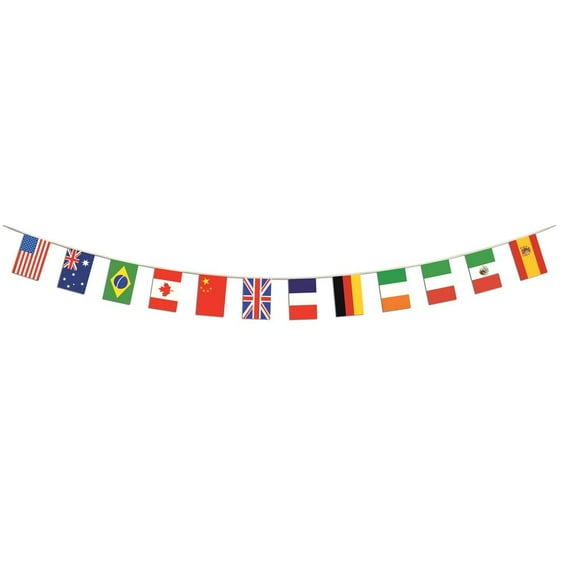 12 Pack Beistle International Flag Pennant Party Banner (12" x 14' 6")