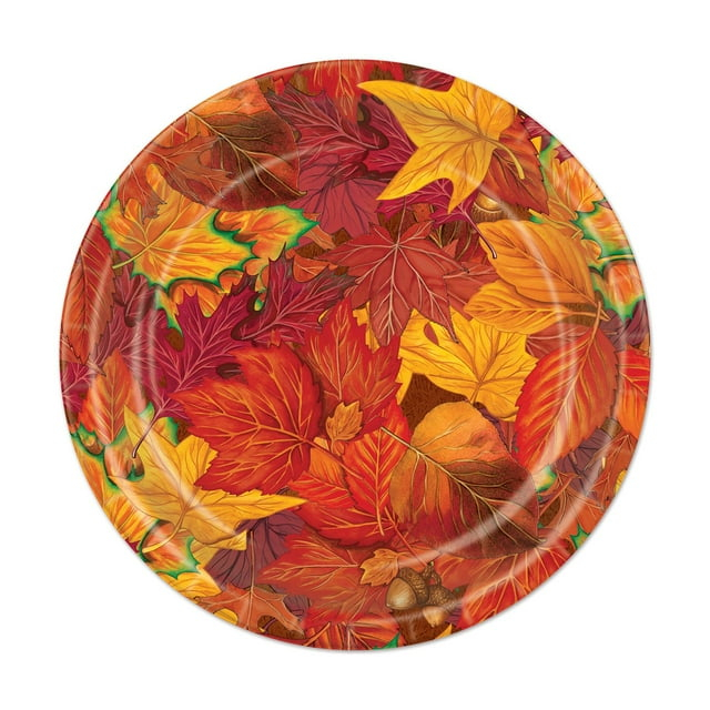Beistle Fall Leaf Plates, 7", (32/Pkg) Multicolored