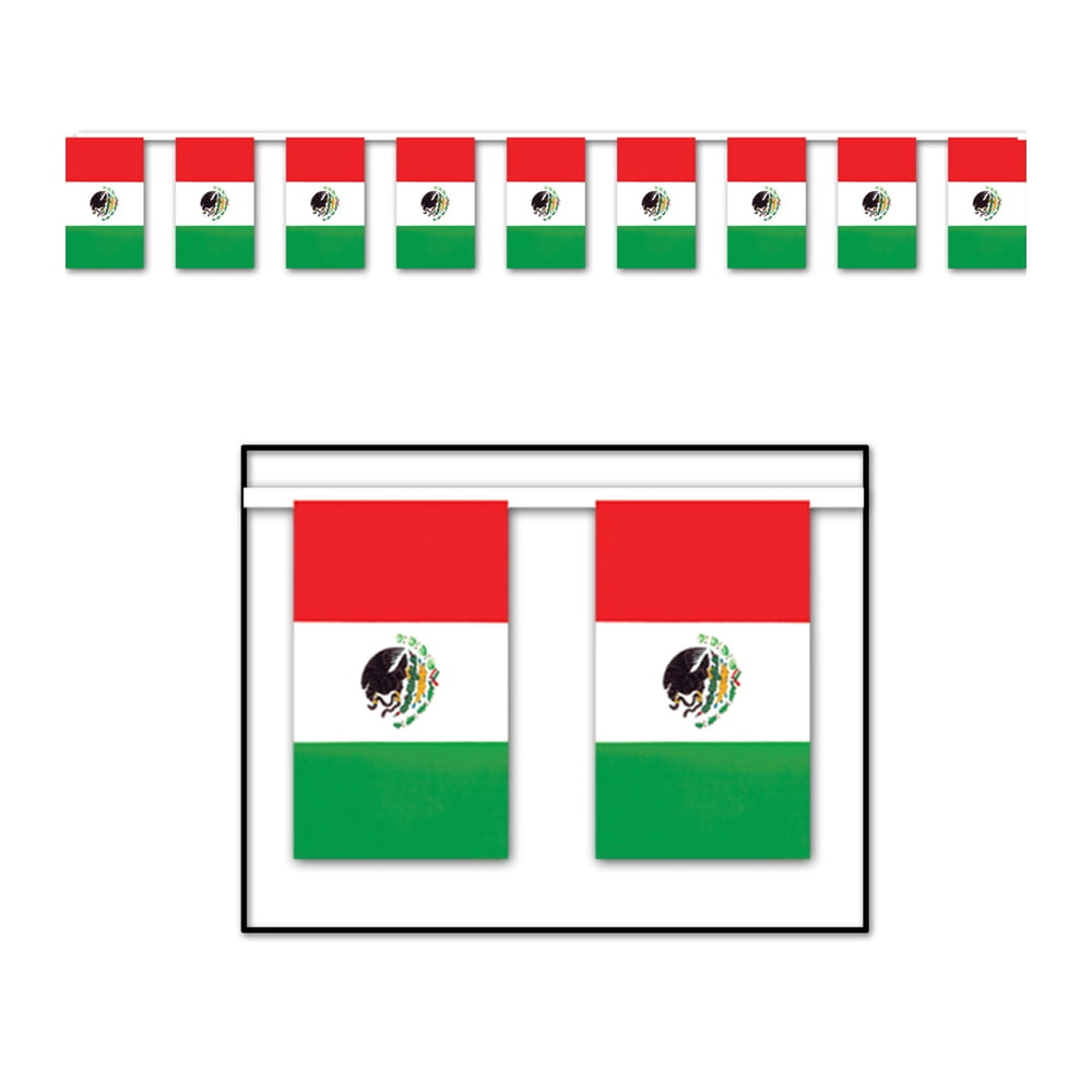 Beistle Party Mexican Flag Pennant Banner 17" X 60' - 12 Pack (1 Per Package)
