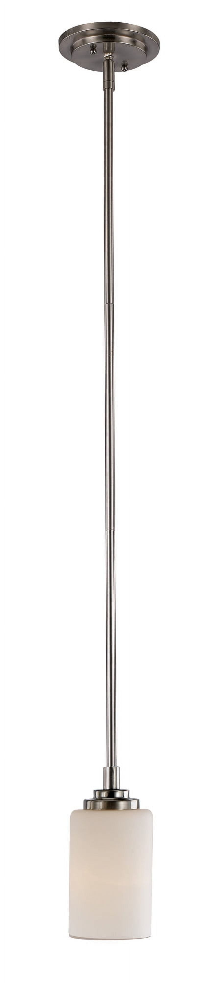 Bel Air Lighting Mod Pod 1-Light Brushed Nickel Hanging Mini Pendant Light Fixture with Frosted Glass Cylinder Shade