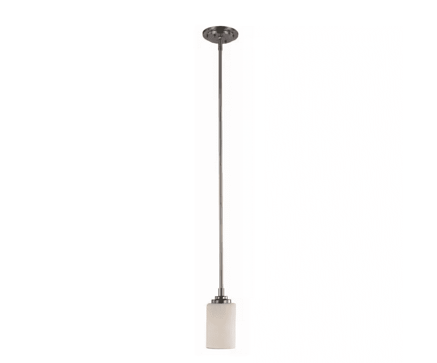 Bel Air Lighting Mod Pod 1-Light Brushed Nickel Hanging Mini Pendant Light Fixture with Frosted Glass Cylinder Shade