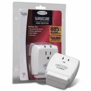 Belkin 1-Outlet SurgeCube Portable Wall Tap with Ground & Protected Light Indicators - For Home, Office, Travel