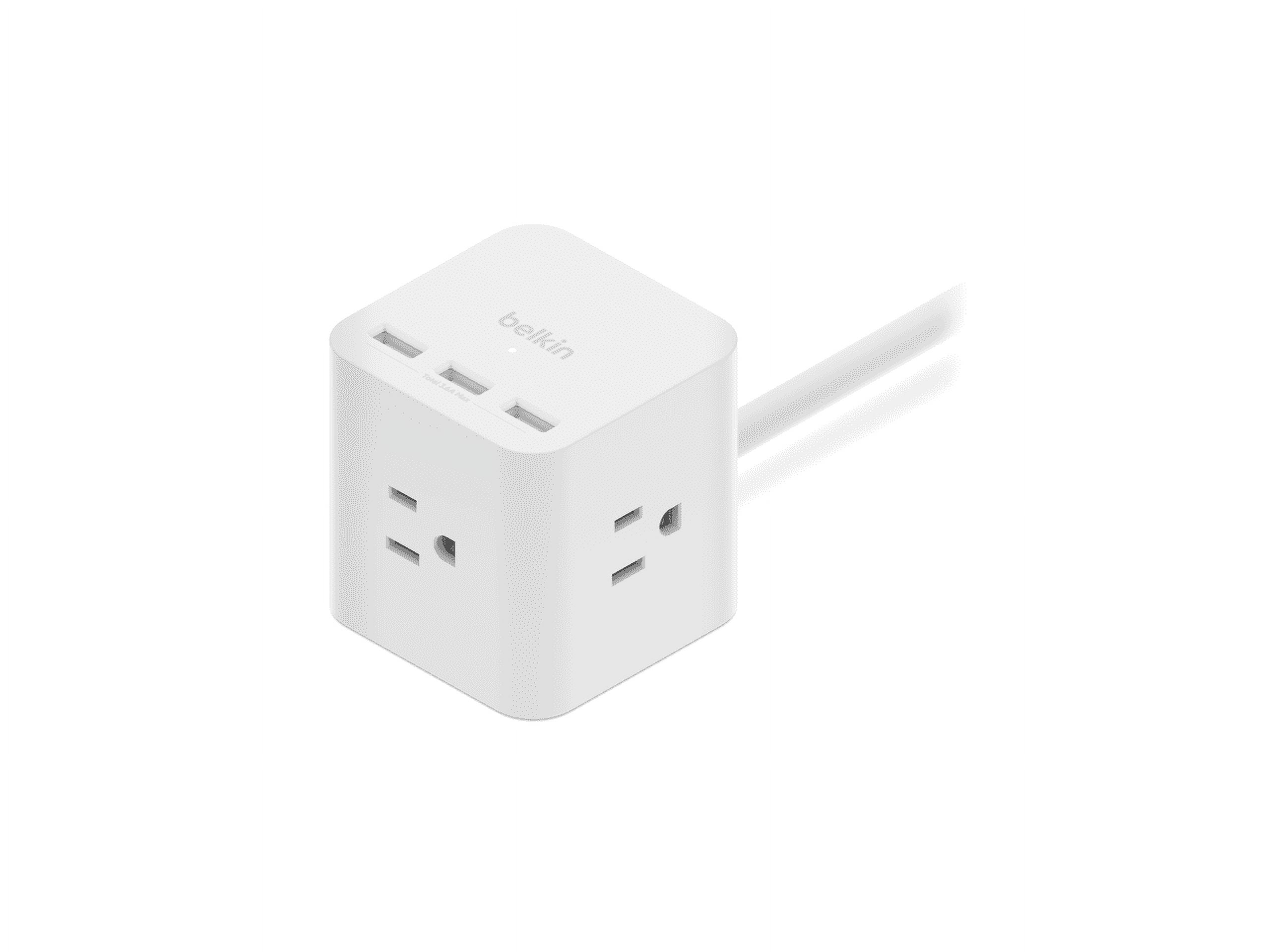 Belkin 6-Outlet Power Cube w/ 3 AC Outlets, 3 USB-A Ports, & 5ft Sturdy Extension Cord - Convenient Compact Cube for Home, Office, Travel, Desktop, & Phone Charger - 4.5 Amps