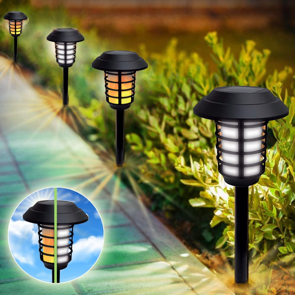 Bell + Howell Solar Pathway Lights, Bright White & Flickering Flame Solar Torches Waterproof Outdoor Lighting Landscape Lights Dusk to Dawn Auto On/Off for Garden Patio Yard- 2 Pack
