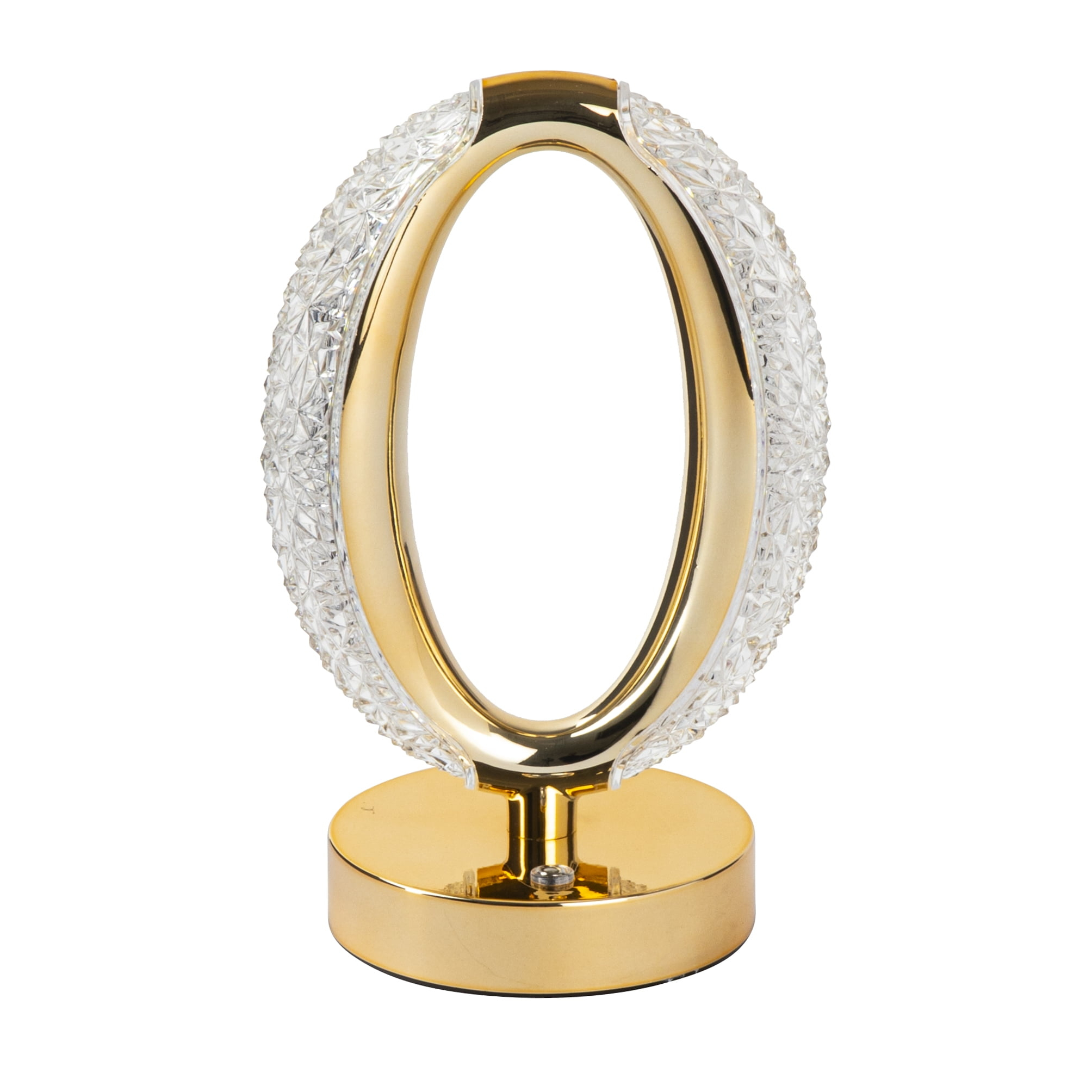 Bell and Howell Hudson Table Lamp Small Cordless Touch LED Rechargeable Oval Ring Lamp for Bedside Desk Gold Base