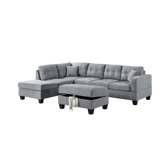 Bella Esprit Kayden Reversible Chaise Tweed Sectional with Ottoman