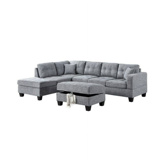 Bella Esprit Kayden Reversible Chaise Tweed Sectional with Ottoman