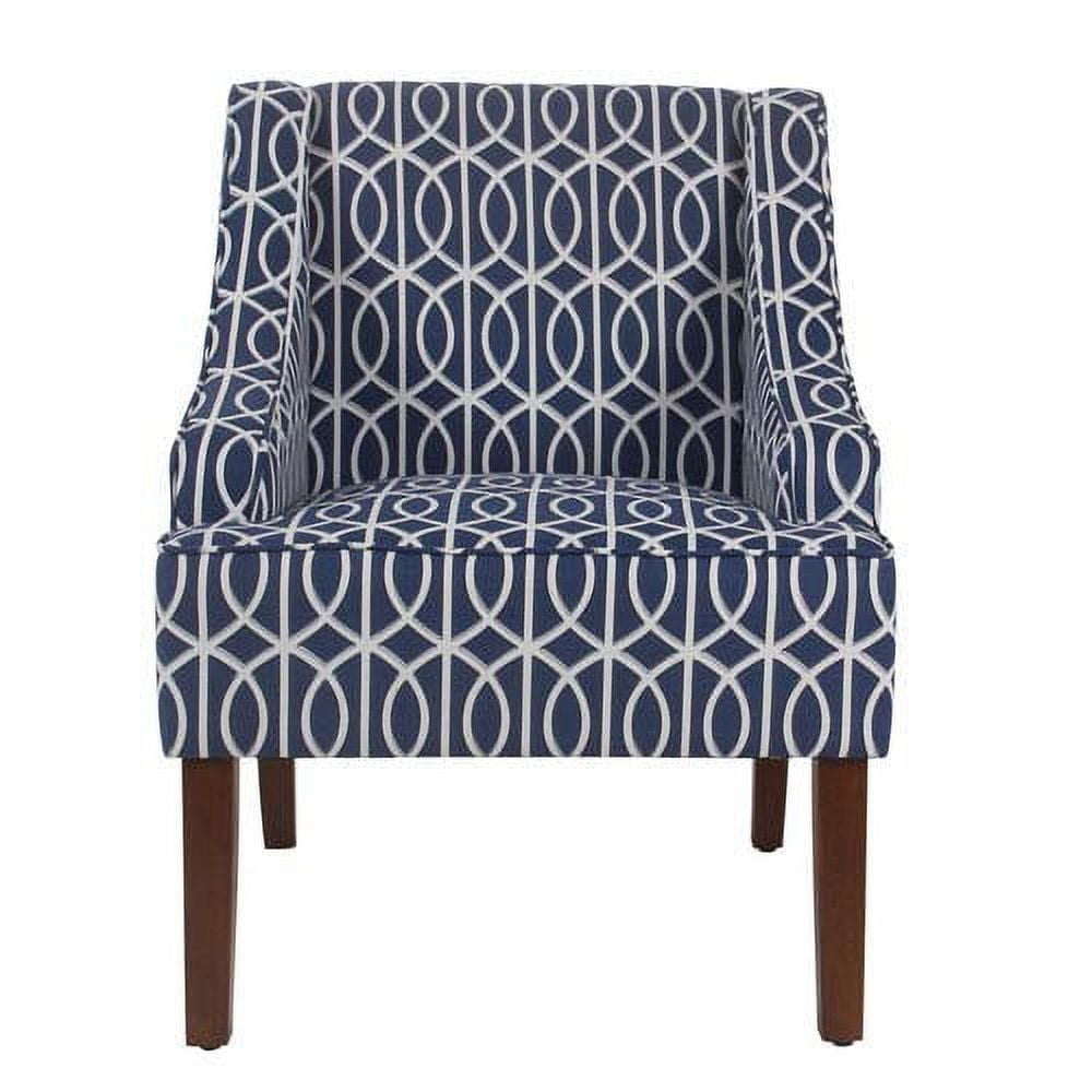 HomePop Classic Swoop Accent ArmChair - Cream and Blue Geometric
