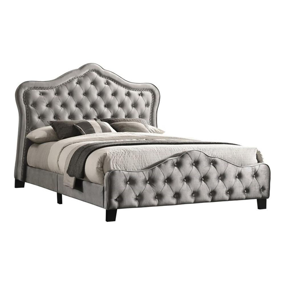 Bella Upholstered Tufted Panel Bed Grey