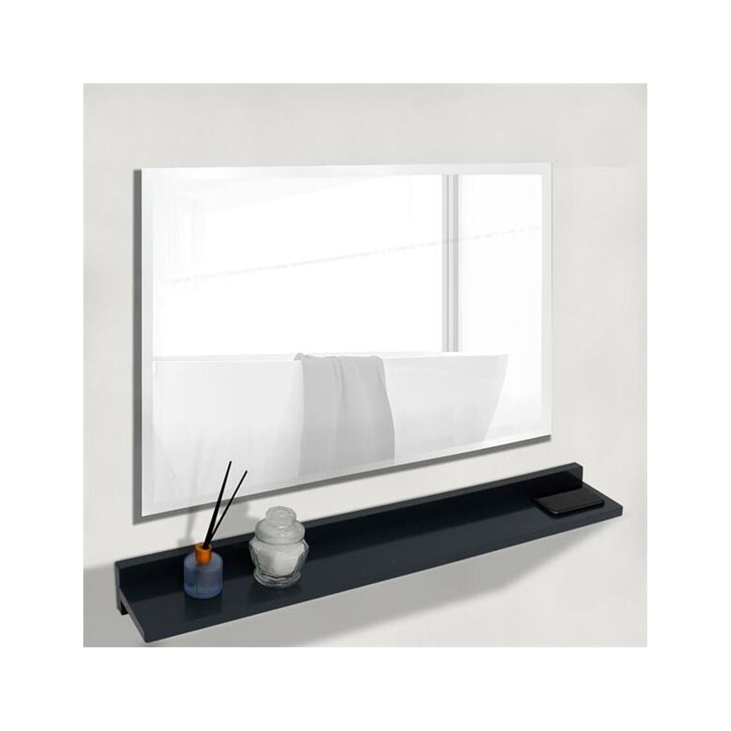 Bellaterra-Home 30" Wireless Charging Shelf and Frameless Mirror Set