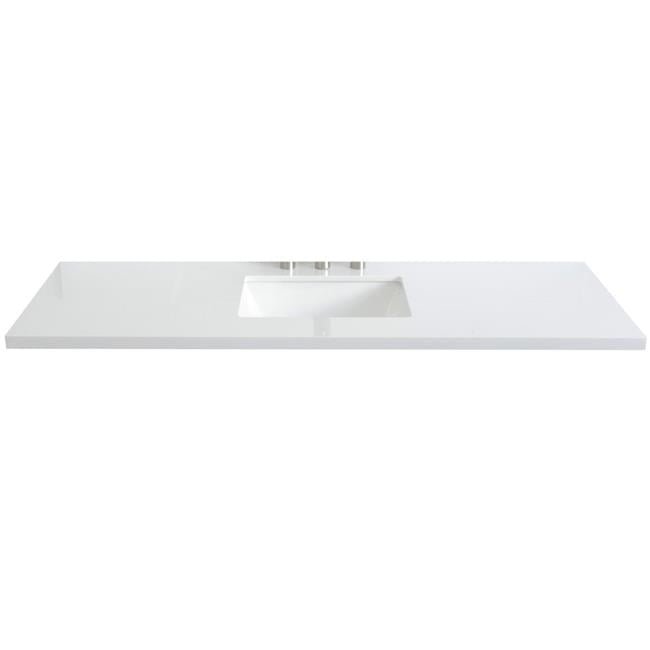Bellaterra Home  61 in. Quartz Countertop & Single Rectangle Sink, White