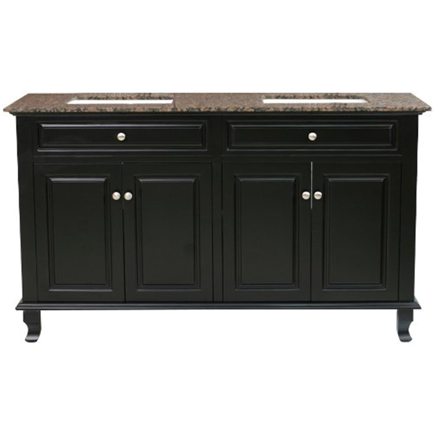 Bellaterra Home 603215-62B-BB Ebony Double Vanity with Baltic Brown Marble