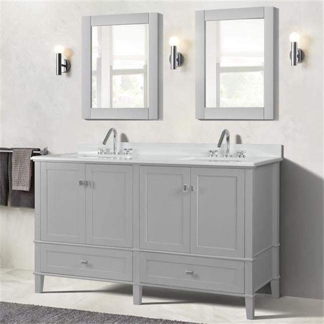 Bellaterra Home 800631-61D-LG 61 in. Double Vanity with Quartz Top, Light Gray