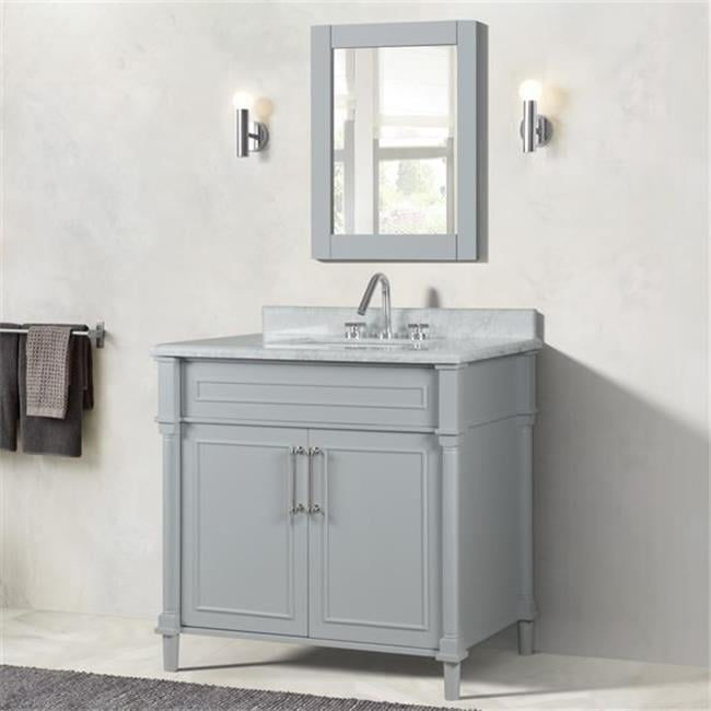 Bellaterra Home 800632-36BN-LG 36 in. Single Vanity with Carrara Marble Top, Light Gray & White
