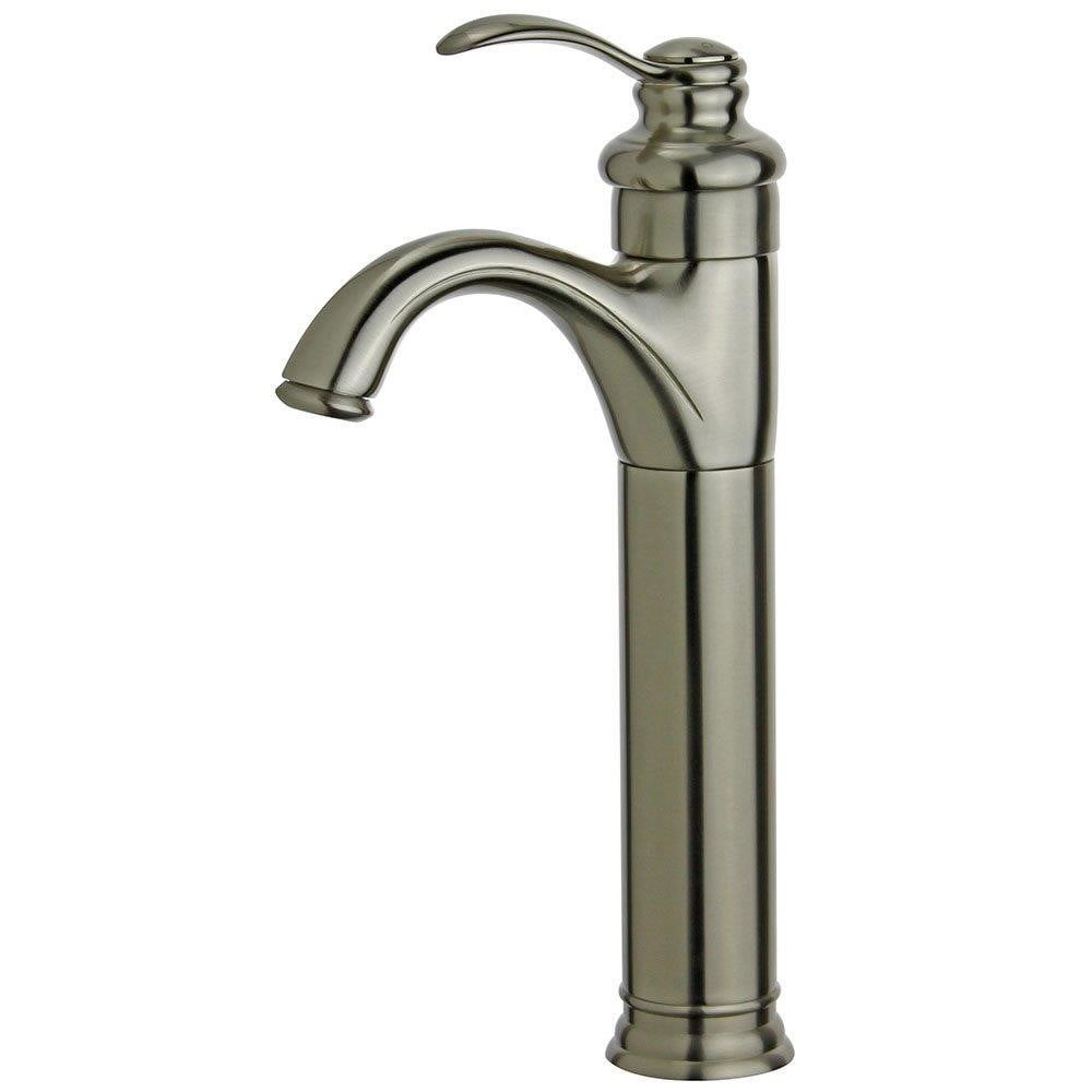 Bellaterra Home Madrid Single Handle Bathroom Vanity Faucet with Drain without Overflow in Brushed Nickel