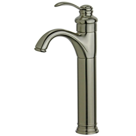 Bellaterra Home Madrid Single Handle Bathroom Vanity Faucet with Drain without Overflow in Brushed Nickel