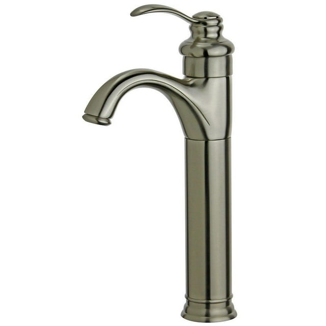 Bellaterra Home Madrid Single Handle Bathroom Vanity Faucet with Drain without Overflow in Brushed Nickel