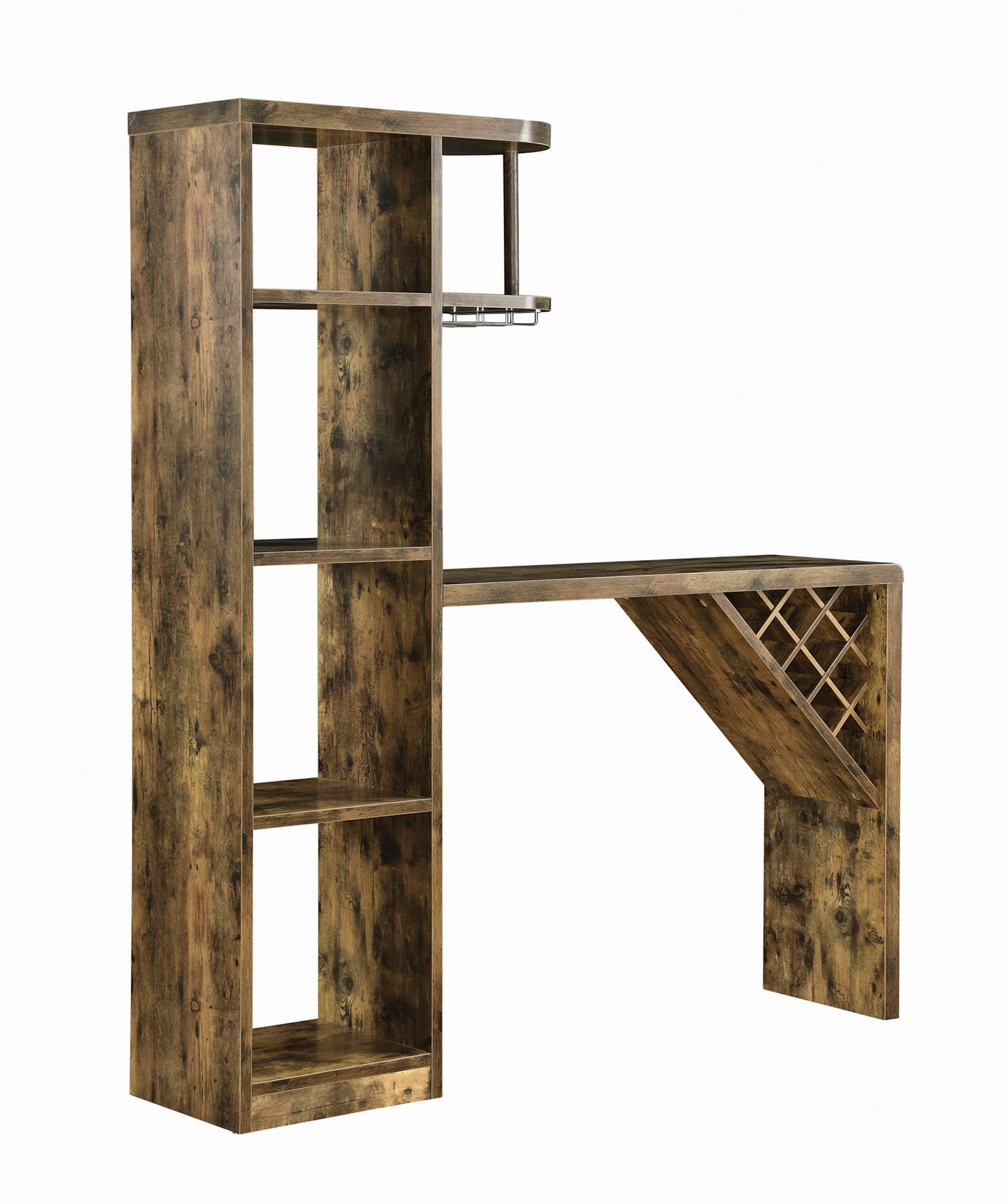 Coaster  Farmhouse Wood Bar Table Storage with 5-Shelf in Nutmeg