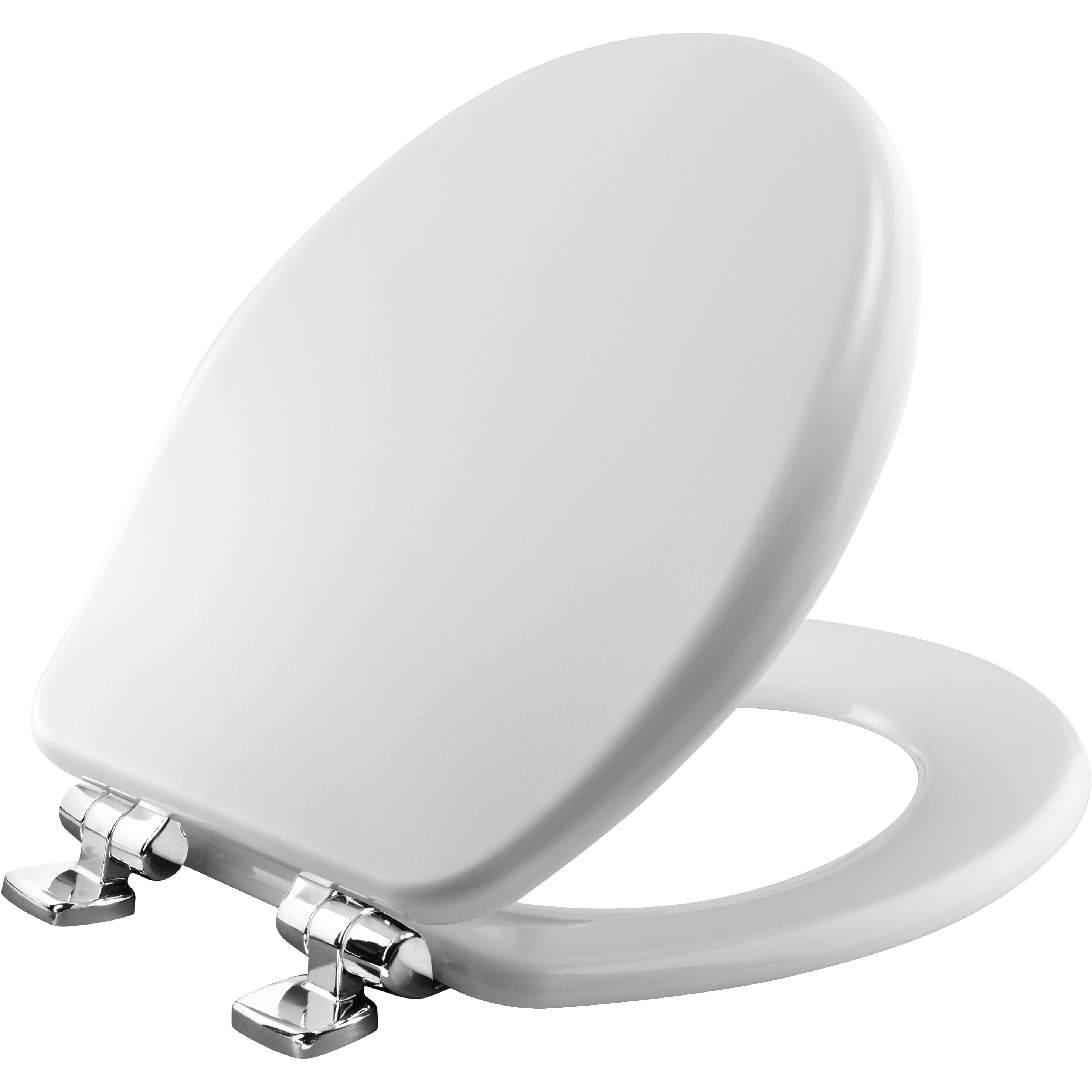 Bemis 9170CSLA 000 Alesio Round High Density Enameled Wood Toilet Seat in White with STA-TITE Seat Fastening System, WhisperClose, Precision Seat Fit Adjustable Chrome Hinge and Super Grip Bumpers