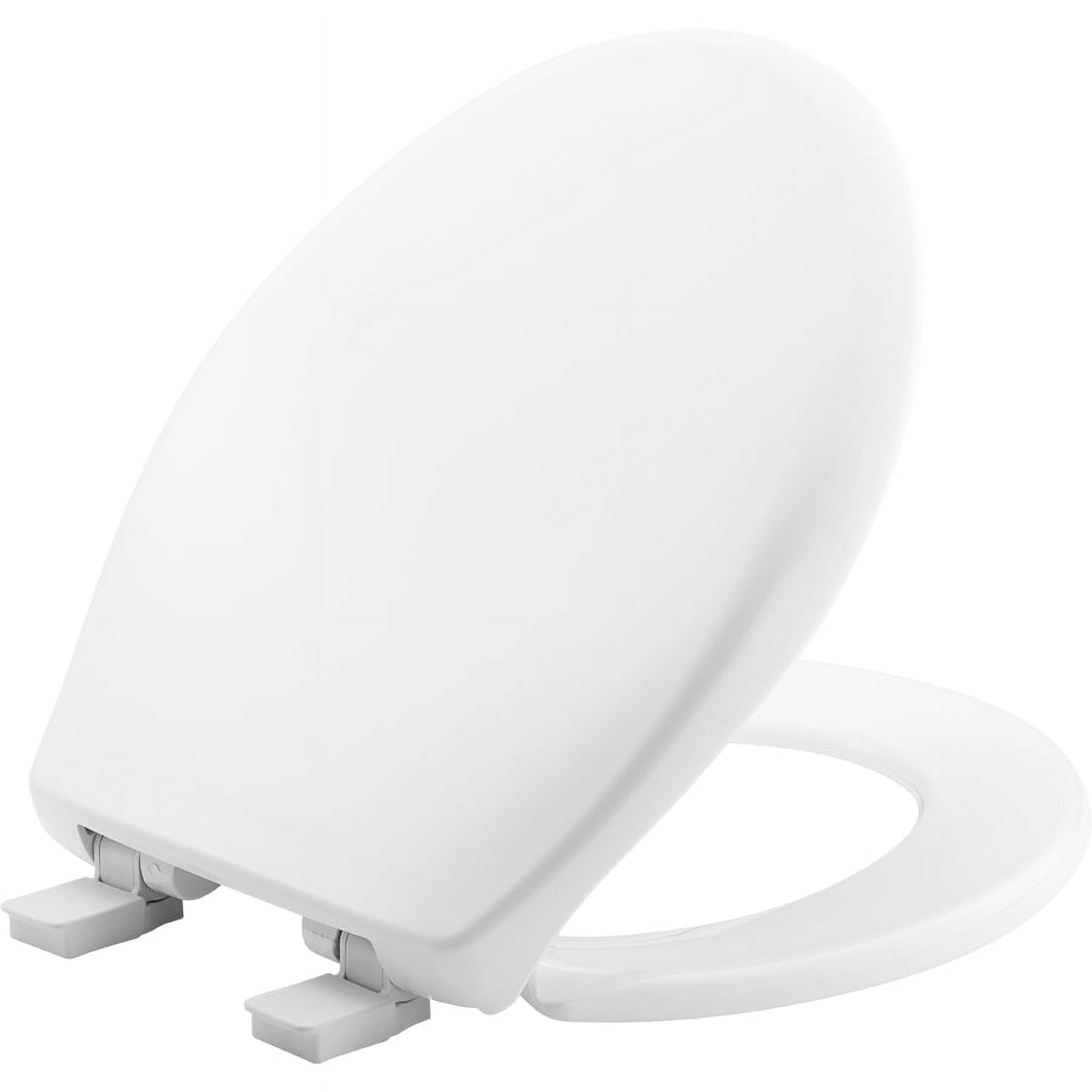 Bemis Affinity Slow Close Toilet Seat, Easy Clean Hinges and Adjustable Perfect Fit Plastic Seat, Round, Cotton White