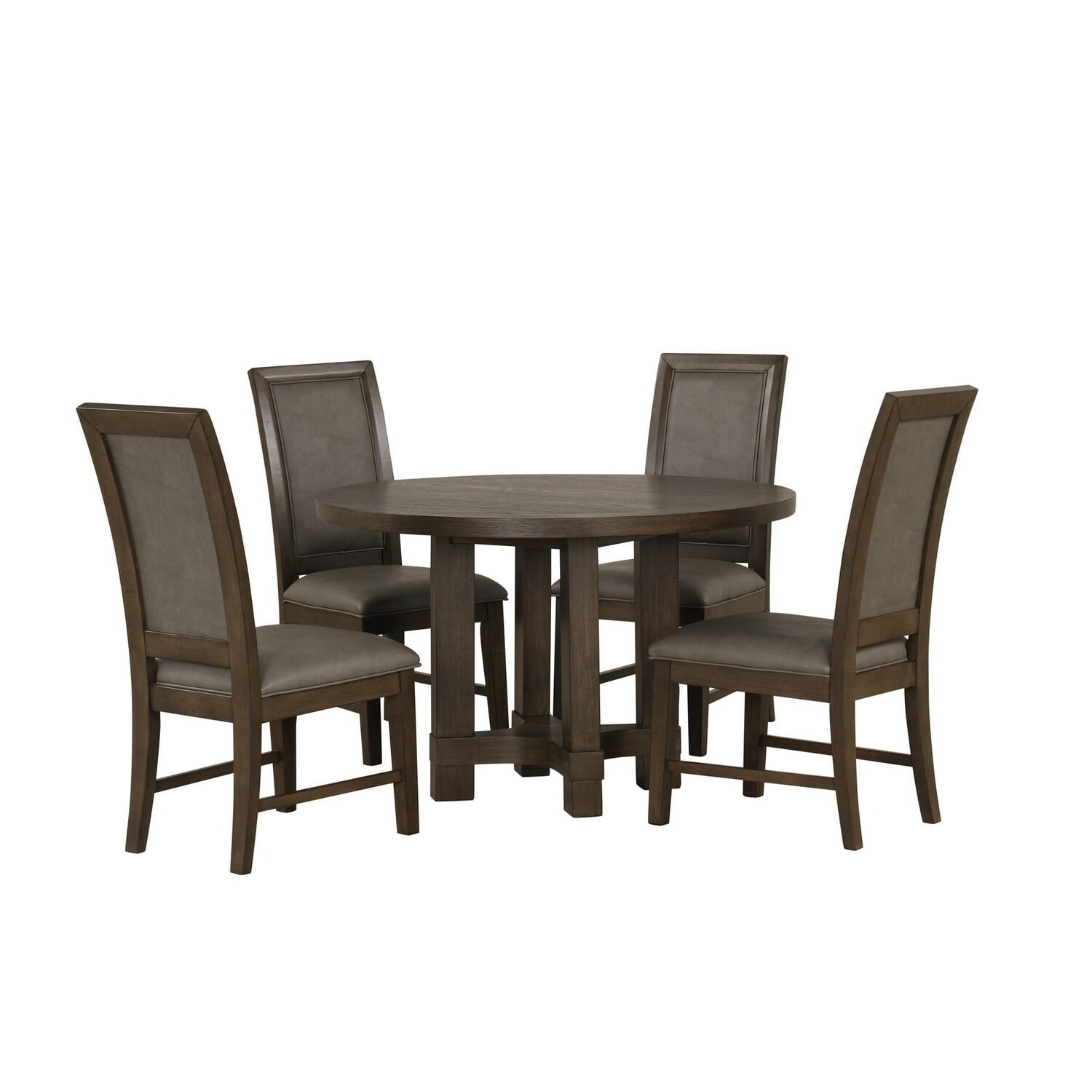 Benjara Cora 48 Inch Dining Table, Round Rubberwood Frame, Brown Ash Veneer