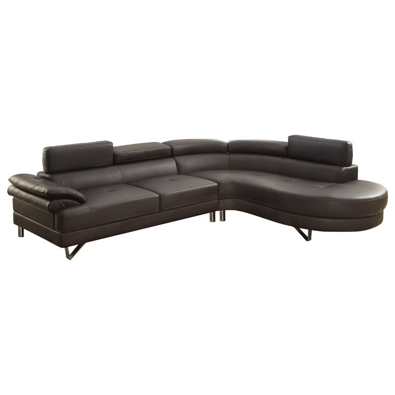 Polyurethane 2 Piece Sectional With Adjustable Headrest Espresso Brown