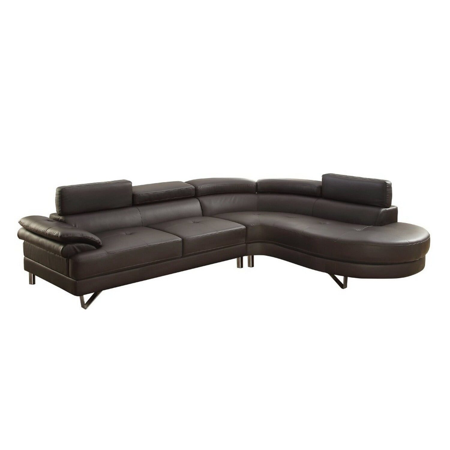 Polyurethane 2 Piece Sectional With Adjustable Headrest Espresso Brown