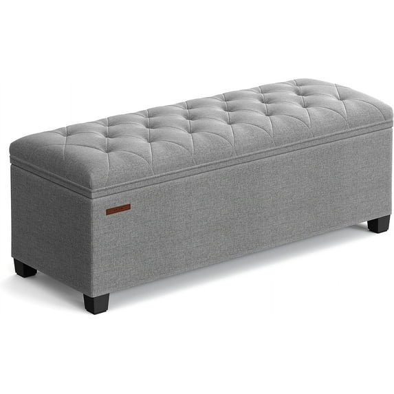 wangc123 Storage Ottoman Bench, Foldable Foot Rest with Legs, 15.7 x 43 x 15.7 Inches, End of Bed Bench, Storage Chest, Load up to 660 lb, for Living Room, Bedroom, Entryway, Light Gray ULSF088G02