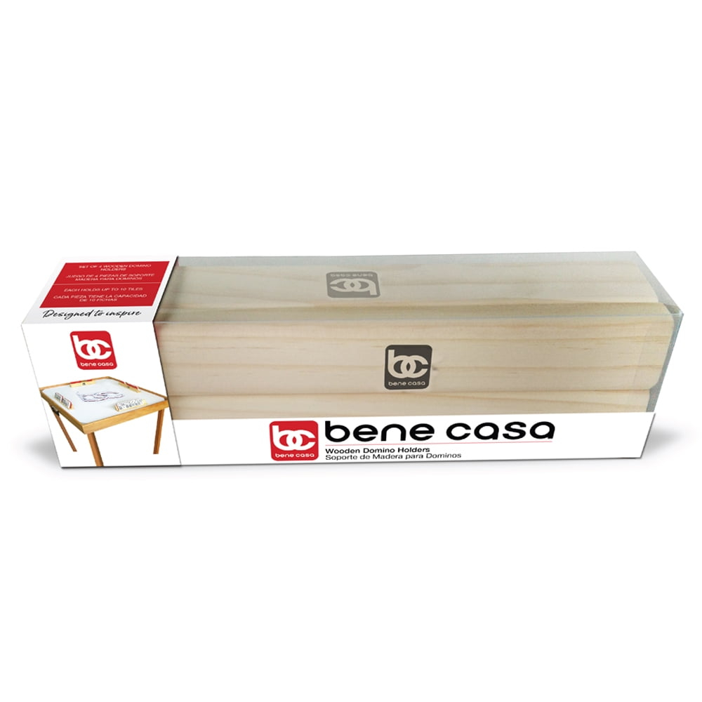 Bene Casa 4-Piece Wooden Domino Holder/Rack Set – Premium Wood Racks for Easy Tile Organization