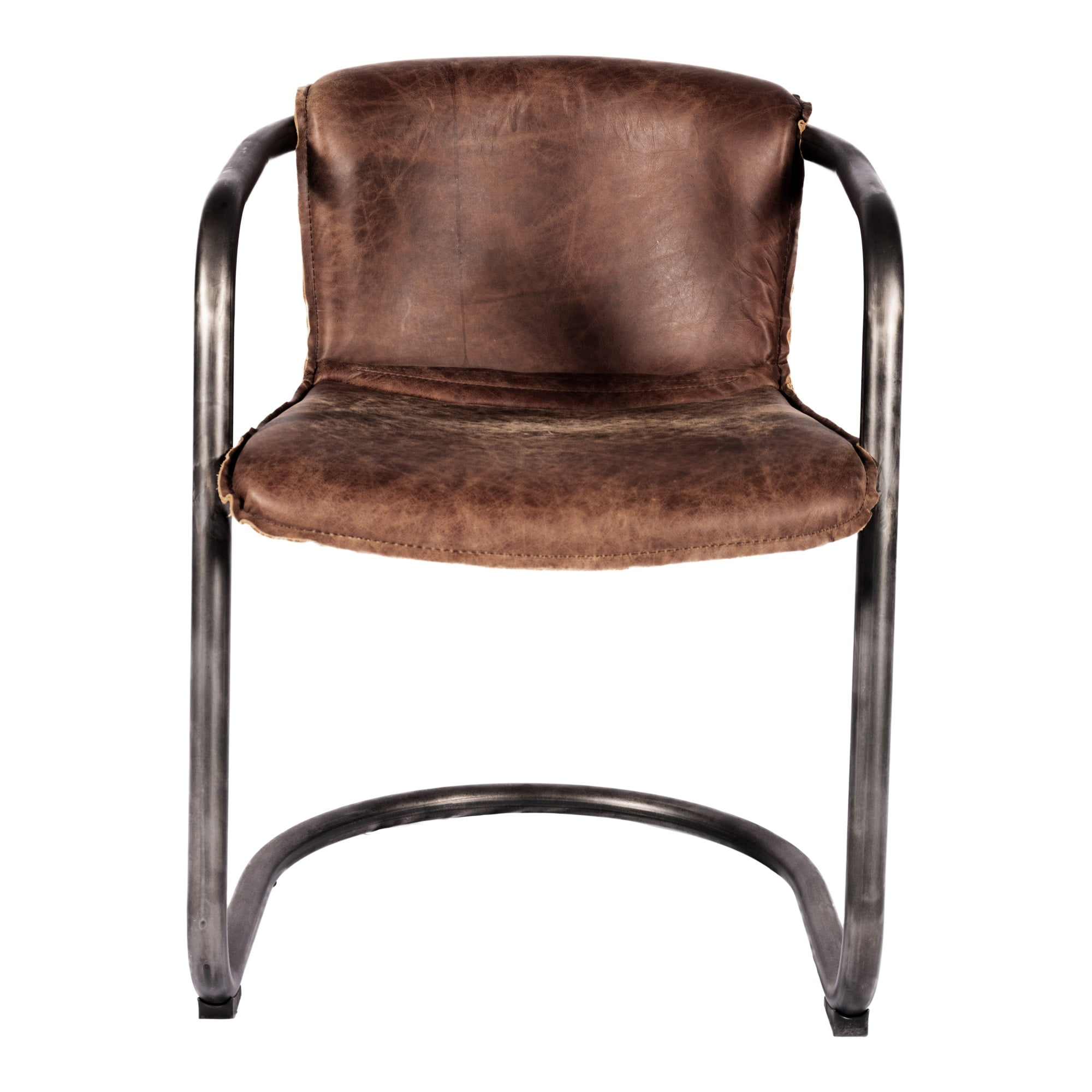 Benedict Dining Chair Grazed Brown Leather  - Set Of Two