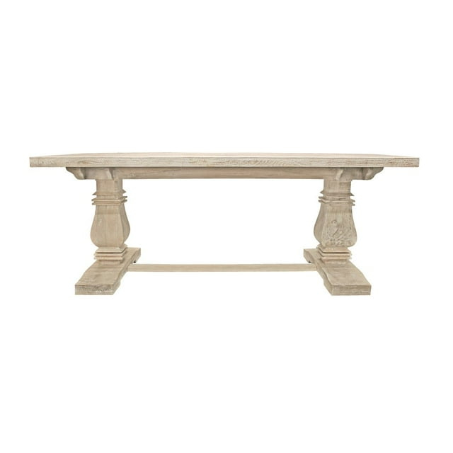 Benedict Rectangular Dining Table in Mango Solid Wood with White Wash Finish