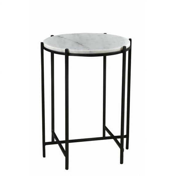 17 x 17 x 22 in. Bengal Manor Iron & Marble Accent Table