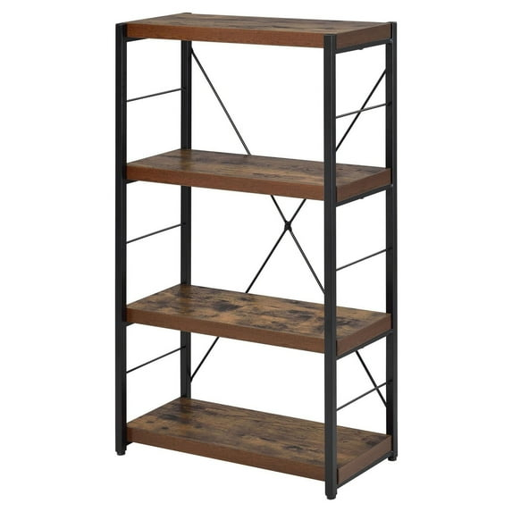 Bob 4 Shelf Wooden Bookcase In Weathered Oak