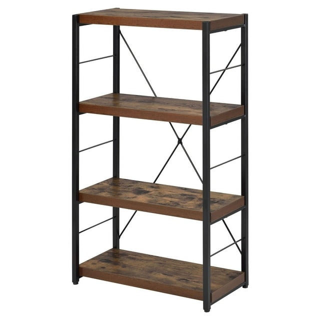 Bob 4 Shelf Wooden Bookcase In Weathered Oak