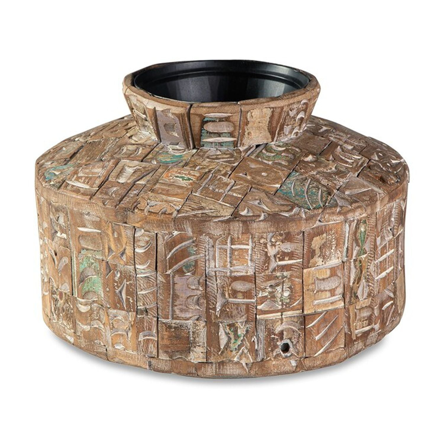 Meti 13 Inch Accent Flower Vase, Decorative Pot Style, Brown Black Metal