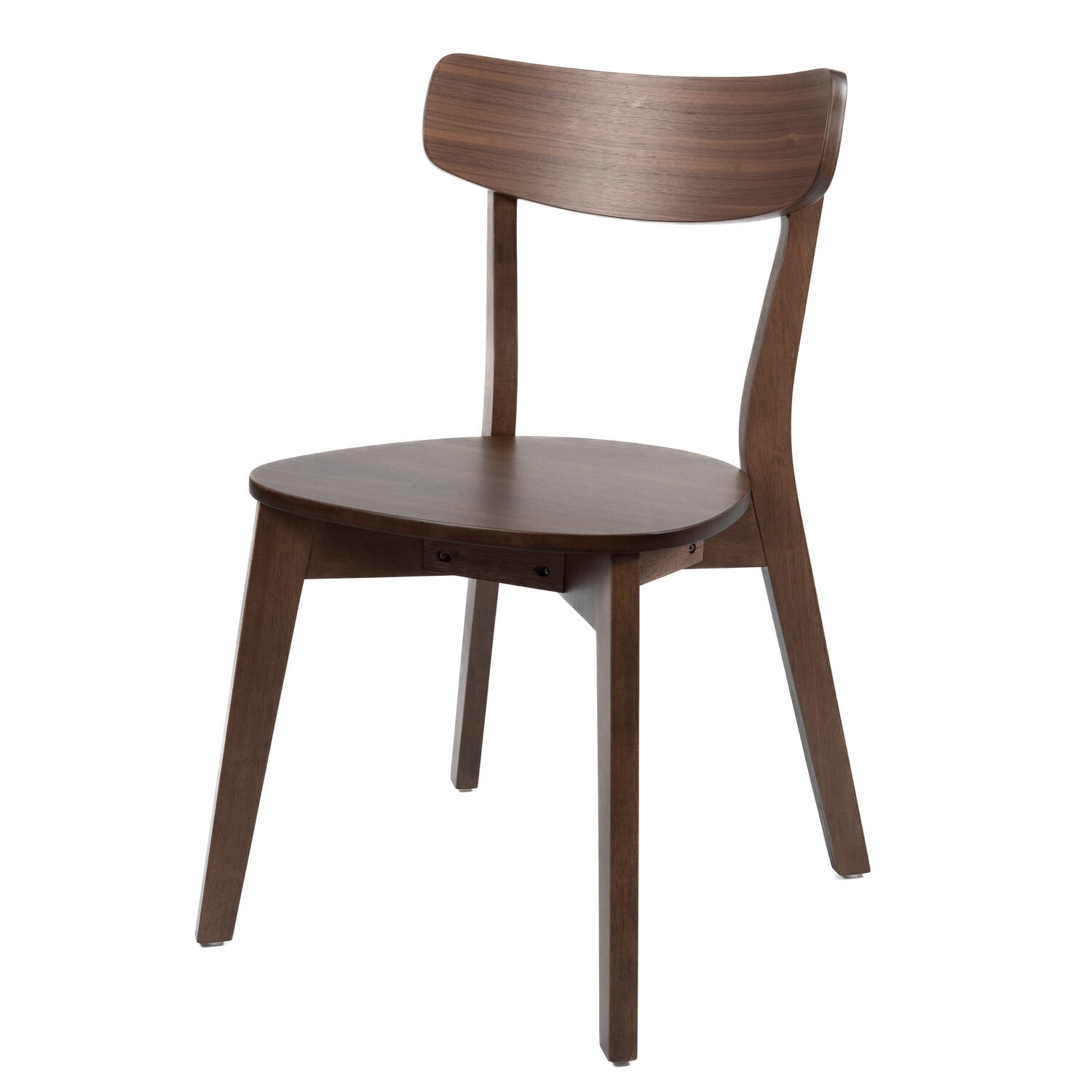 Benjara Aby Dining Side Chair, Wooden Round Seat, Open Panel Back, Walnut Brown