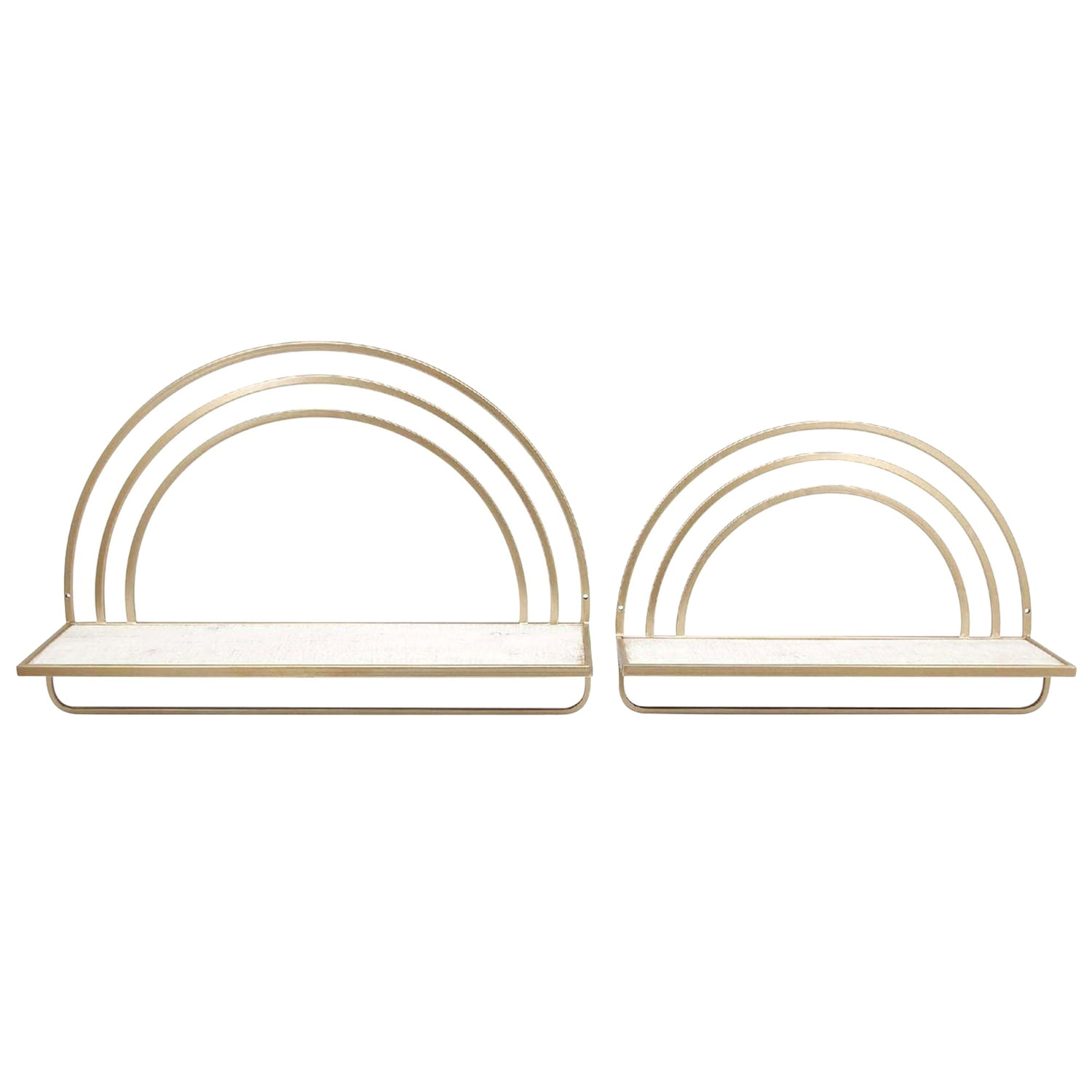 Set of 2 Metal and Wood Rainbow Shaped Shelves Floating Shelves, Mounted Shelves For Storage - 17" x 7" x 20"