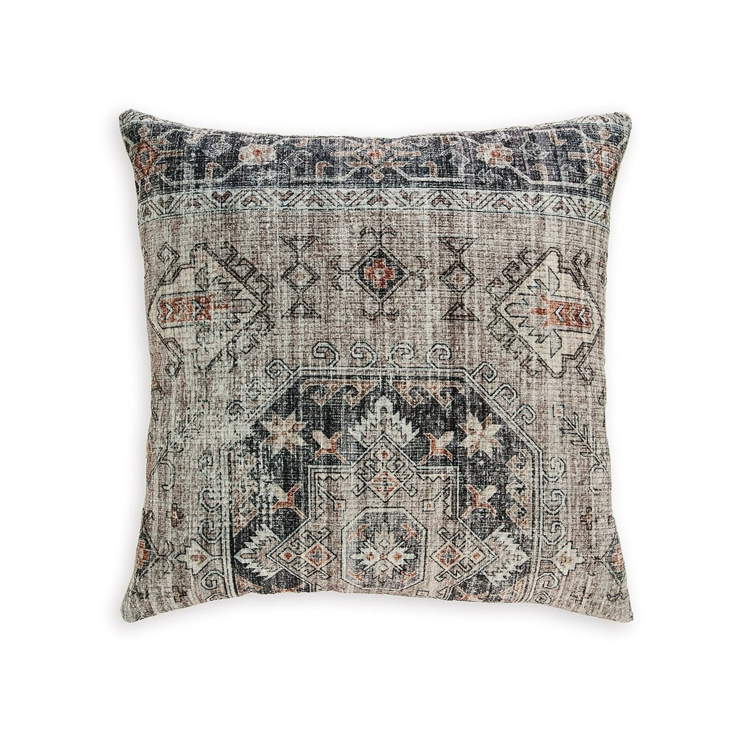 Benjara Throw Pillow Set of 4, 20 Inch, Polyester, Medallion Print, Brown, Gray
