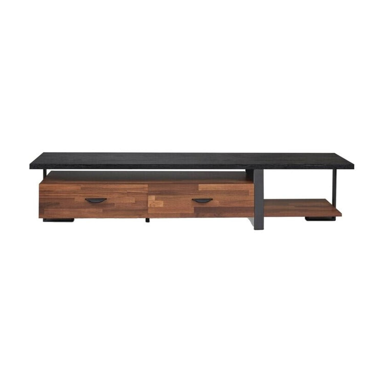 Benjara 67.3" 2-drawer Transitional Metal and Solid Wood TV Stand in Black