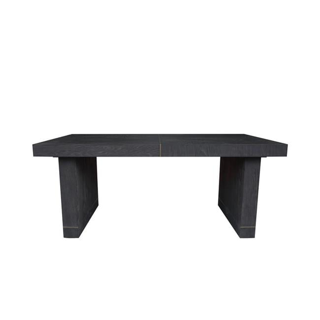 Benjara 71 Inch Dining Table, Gold Brass Inlays, Rectangular Top, Black Wood