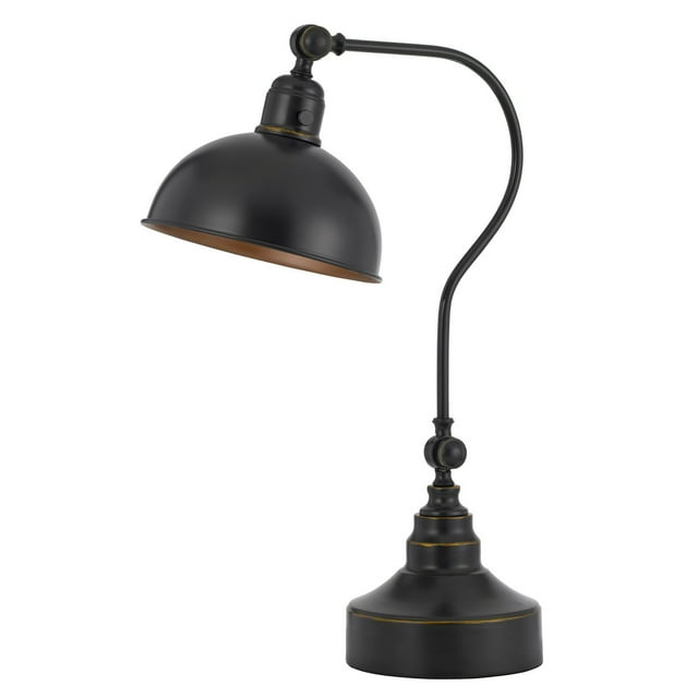 Benjara BM272206 25 in. Metal Curved Desk Lamp, Adjustable Shade, Bronze Black
