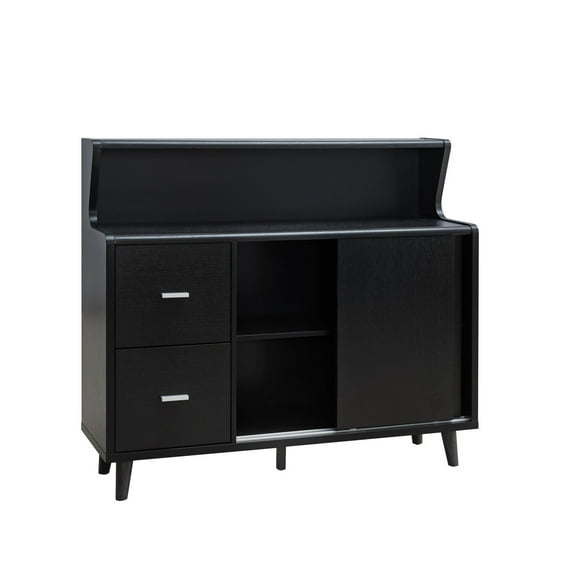 47 Inch Serving Cabinet Buffet Sideboard Console 2 Drawers Shelves Black