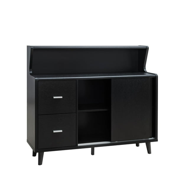 47 Inch Serving Cabinet Buffet Sideboard Console 2 Drawers Shelves Black