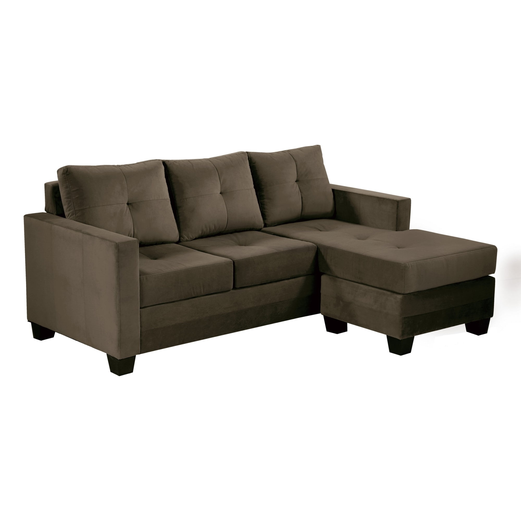 Benjara BM301168 34.5 x 78 x 58 in. Reversible L Shape Sofa Chaise Lounger, Brown Microfiber Fabric