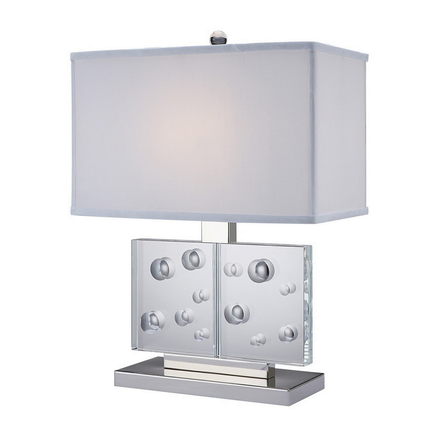 22 in. Metal Rectangular Shade Table Lamp with Crystal Stand, White & Clear