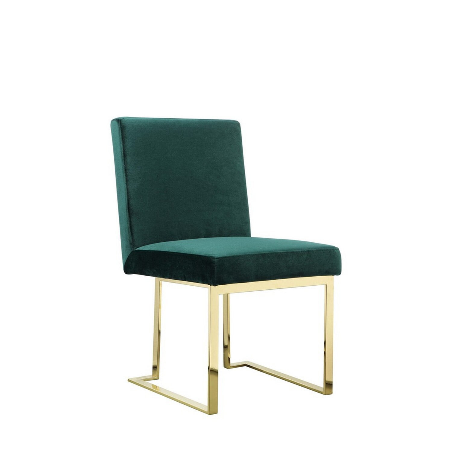 Benjara BM313384 24 in. Boly Side Dining Chair - Velvet & Cantilever - Green & Gold - Set of 2