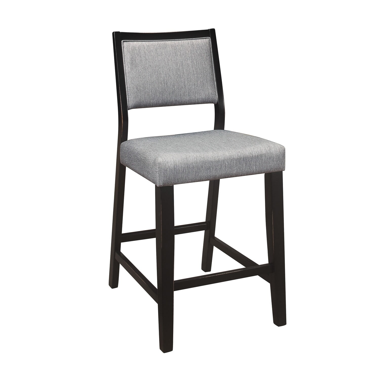 23 in. Tim Counter Height Chair with Polyester Upholstery - Wood - Gray & Black