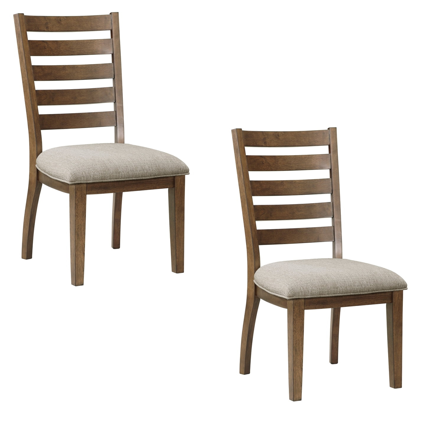 Benjara BM316760 23 in. Trea Ladder Back Brown & Beige Cushioned Seat Side Dining Chair